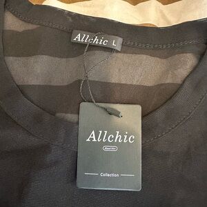 Black sheer short sleeve top